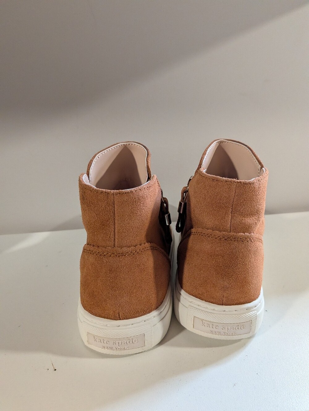 Kate Spade New York Suede High Top Sneaker Booties Cognac Size 6B - Picture 5 of 7